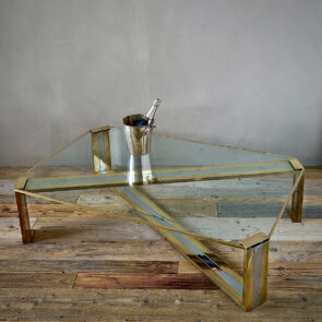1970s Chrome & Brass Coffee Table