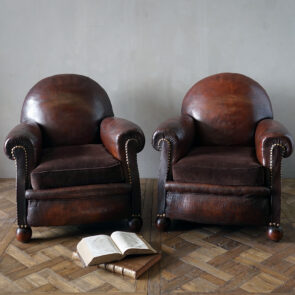 Pair of Leather Club Chairs