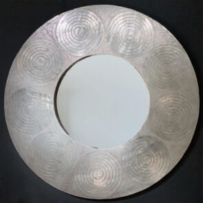 Round Silver Mid-Century Mirror