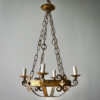 French Gilded Iron Chandelier