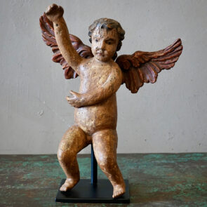 Carved Putto Cherub Statue